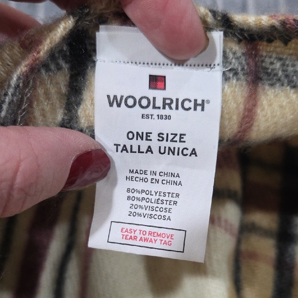 Woolrich Cream and Black Plaid Wrap Front Poncho - Picture 2 of 2